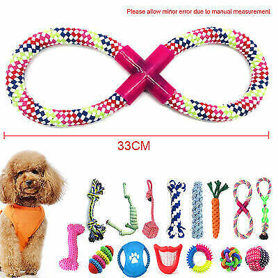 15X Tough Dog Toys Bundle Chew Rope Knot Ball Squeakers