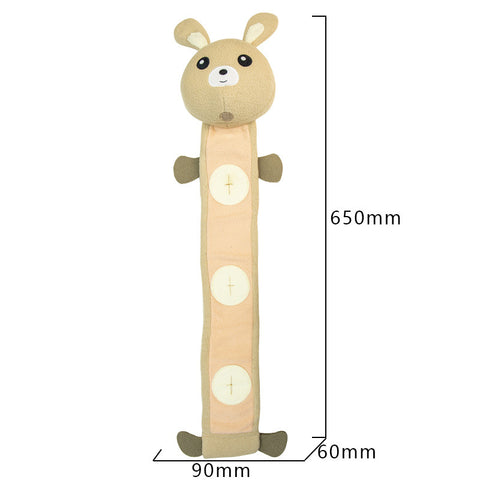 Bite-resistant plush dog toy for training, designed like a poached bunny, with sound and food hiding features.