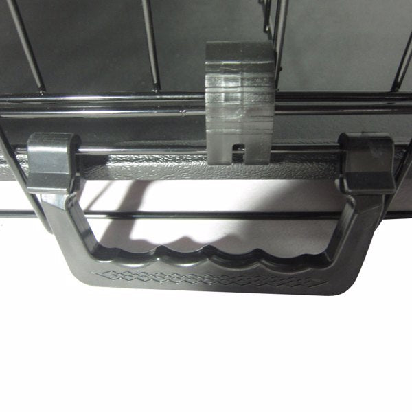42 Inch Iron Foldable With Divider Plastic Tray Black Dog And Cat Cage