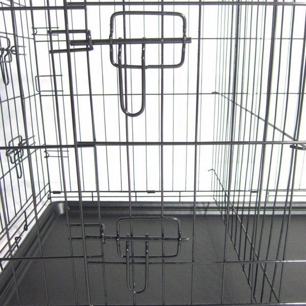 42 Inch Iron Foldable With Divider Plastic Tray Black Dog And Cat Cage