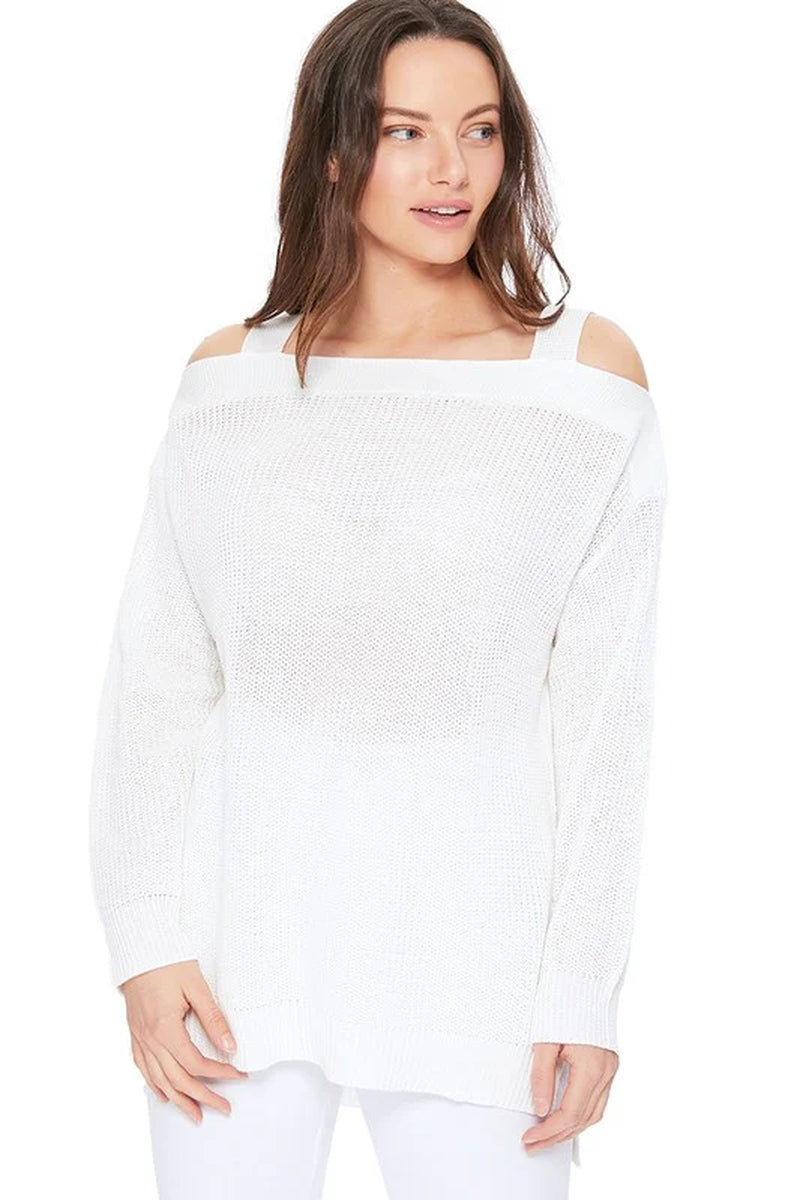 comfortable Off Shoulder Sized Fit Sweater Knit Top