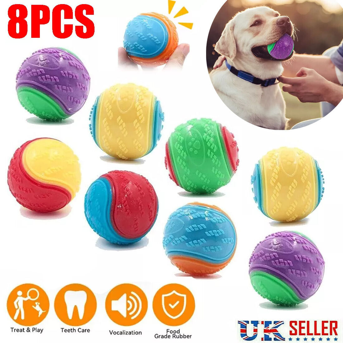 Scooby-Doo Durable Squeaky Set Of 8 Dog Balls For Teeth