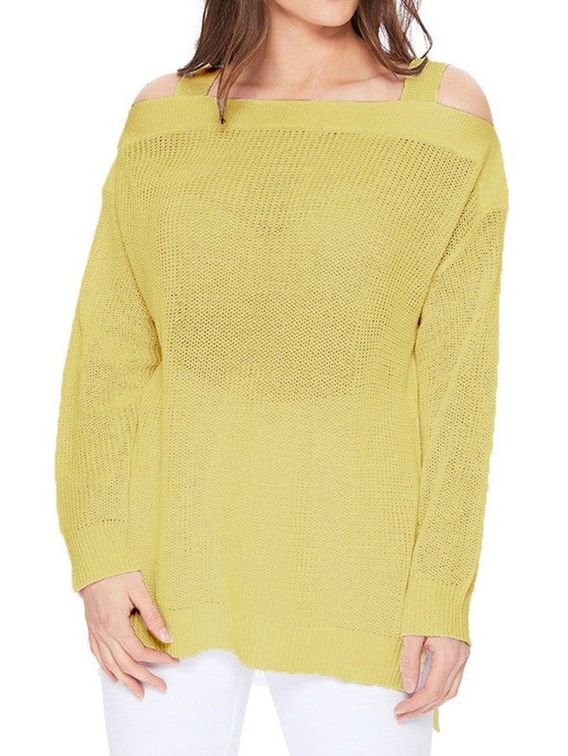 comfortable Off Shoulder Sized Fit Sweater Knit Top