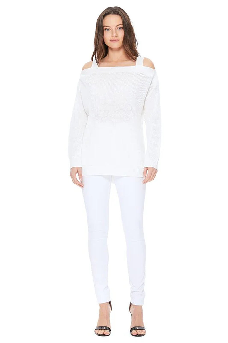 comfortable Off Shoulder Sized Fit Sweater Knit Top