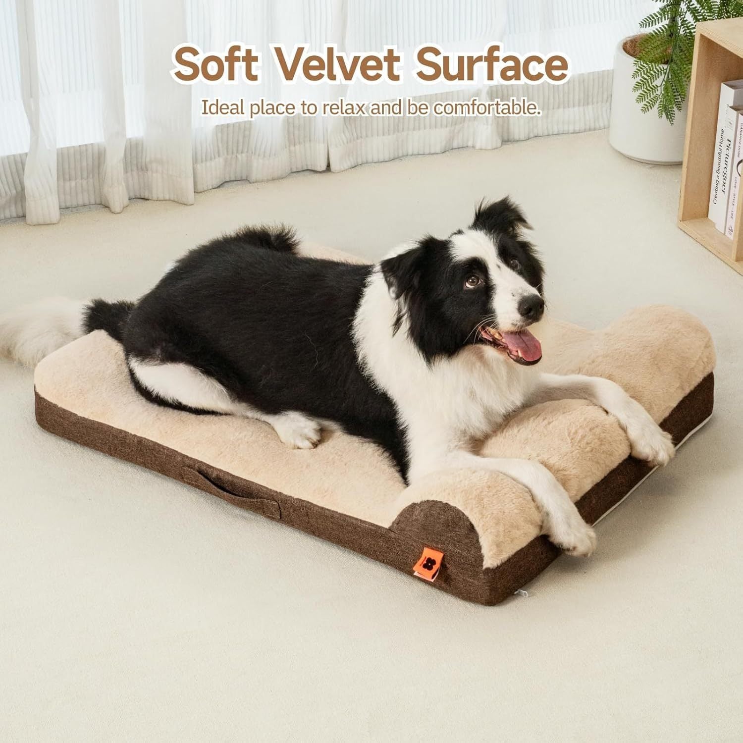 MEWOOFUN Orthopedic Dog Bed For Medium Dogs - Egg Crate Foam Sofa With Waterproof Lining & Anti-Slip Bottom, Washable Removable Cover Brown, Large