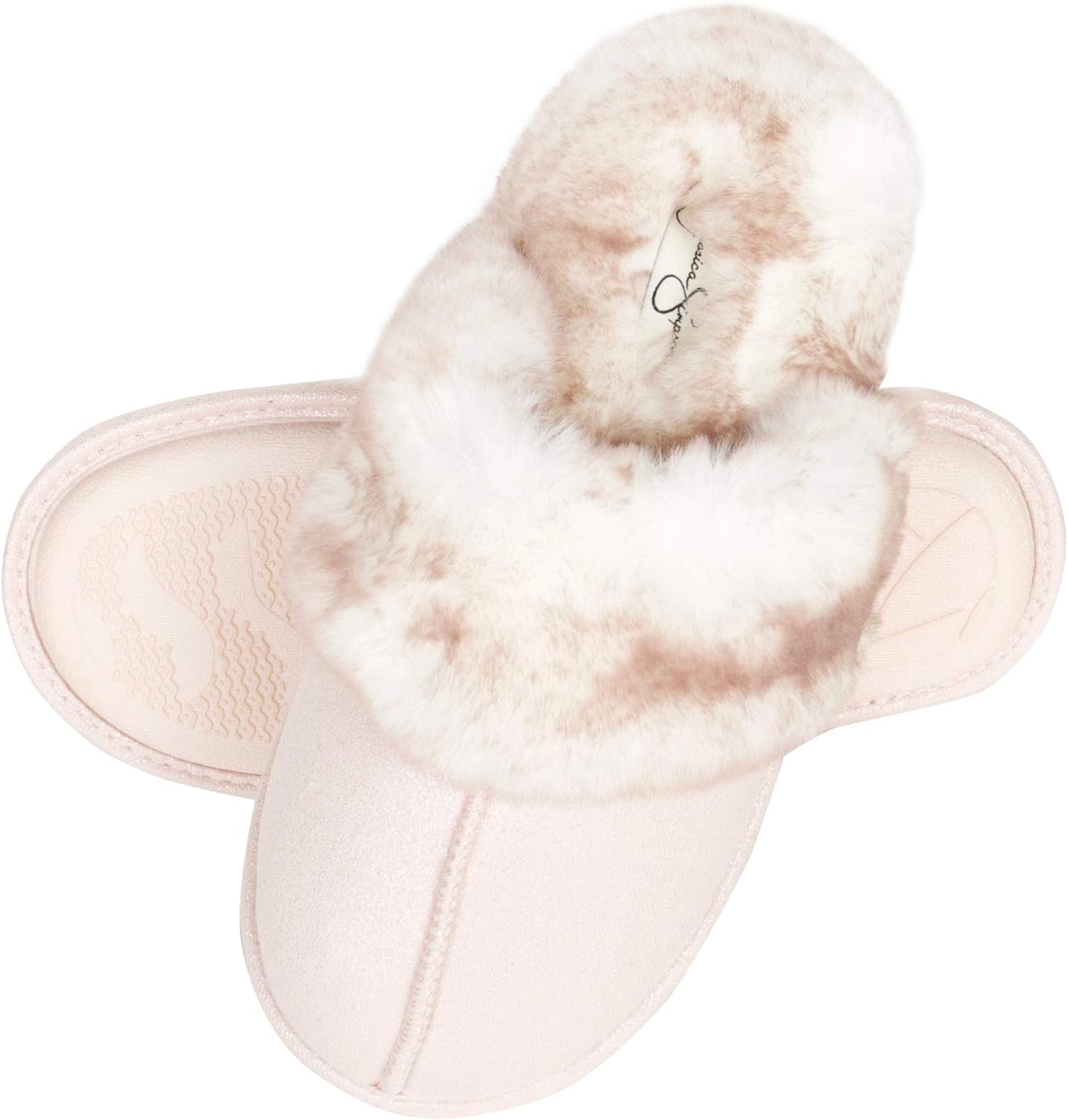 Women'S Soft Comfy Faux Fur House Slipper Scuff Memory Foam Slip on Anti-Skid Sole