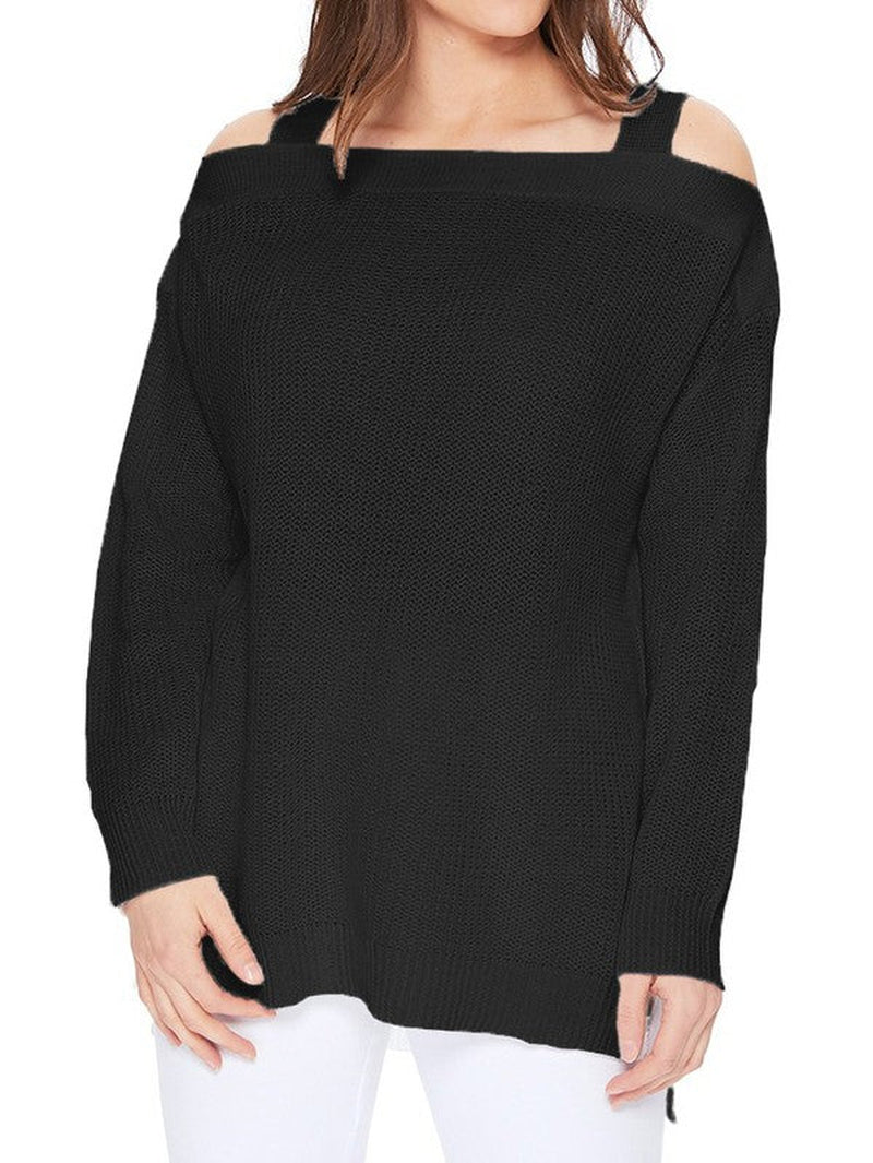 comfortable Off Shoulder Sized Fit Sweater Knit Top